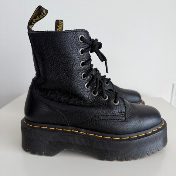 Dr Martens Boots Womens 7 Jadon III Black Pisa Leather Lace Up Combat Ankle EU38 - Picture 1 of 10